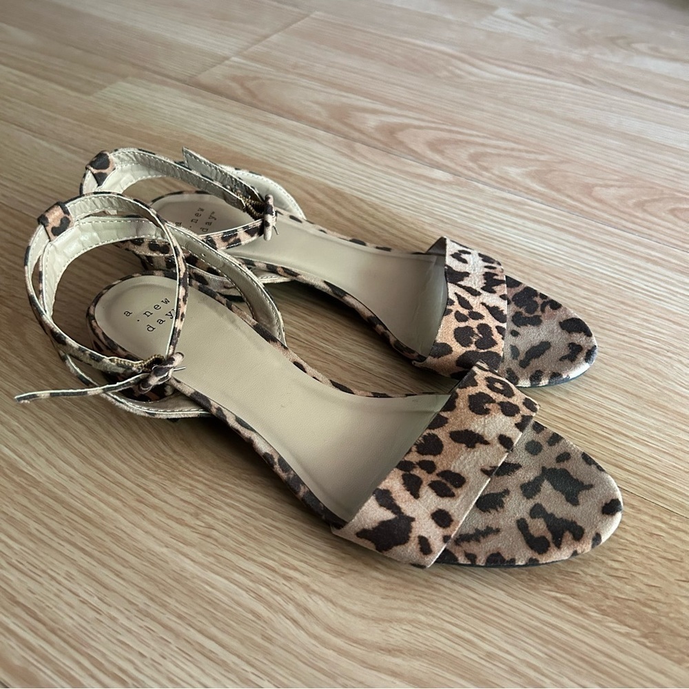 a new day Animal Print Suede Low Block Sandals Women’s 7